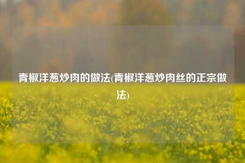 青椒洋葱炒肉的做法(青椒洋葱炒肉丝的正宗做法)