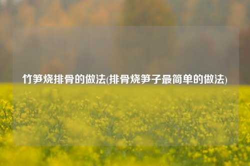 竹笋烧排骨的做法(排骨烧笋子最简单的做法)